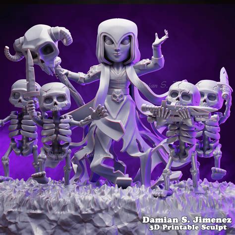 Artstation Clash Royale Witch And Skeleton 3d Print Diorama