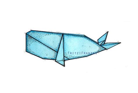 Whale Origami 5x7 Print Whale Origami Geometric Origami Geometric