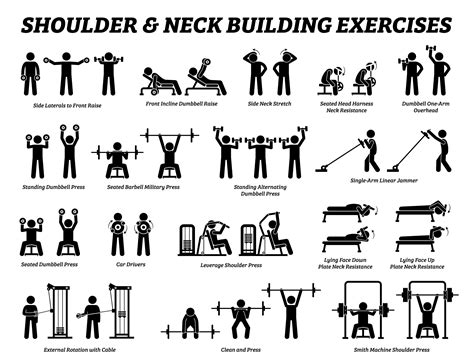 Shoulder And Neck Building Exercise And Muscle Building Stick Figure