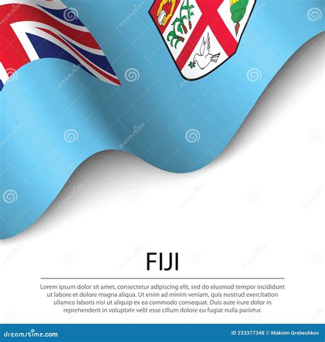 Waving Flag Of Fiji On White Background Banner Or Ribbon Templa Stock