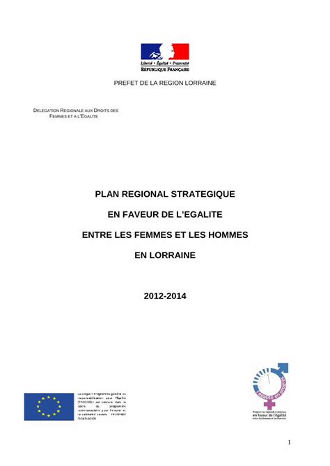 Pdf Plan R Gional Strat Gique En Faveur De L Egalit Entre Les Femmes