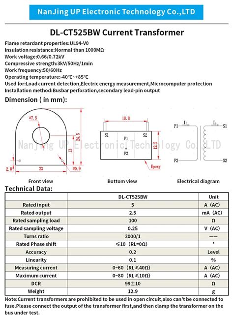 Micro Ac Current Transformer Sensor Dl Ct525bw 2000 1 50a 25ma Pin Type