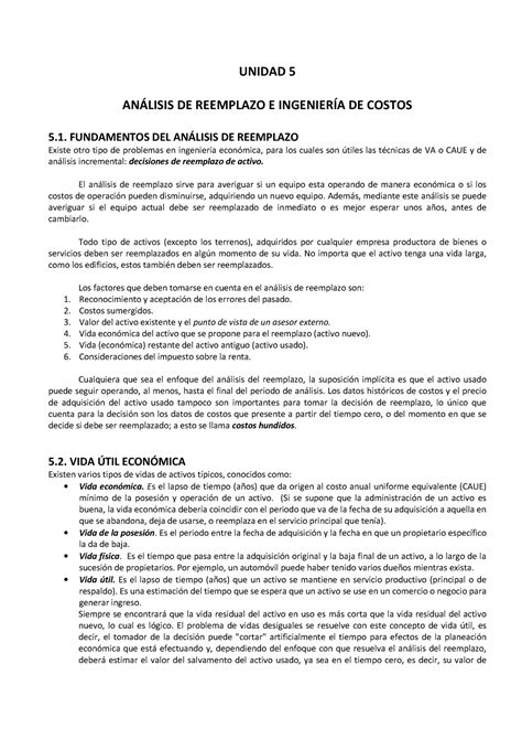 Unidad Ok Completo Apuntes Unidad An Lisis De Reemplazo E