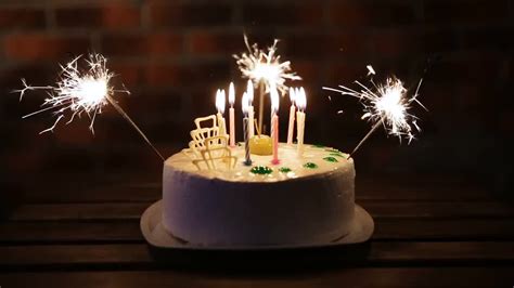 Happy Birthday Cake With Sparklers