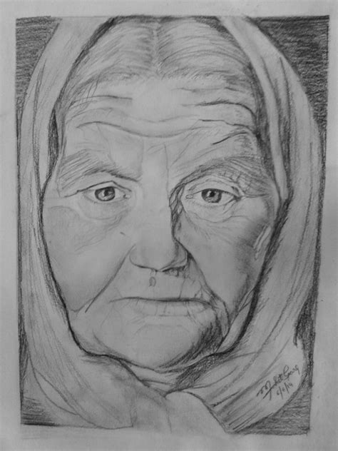 Pencil Sketch Of An Old Lady - Desi Painters