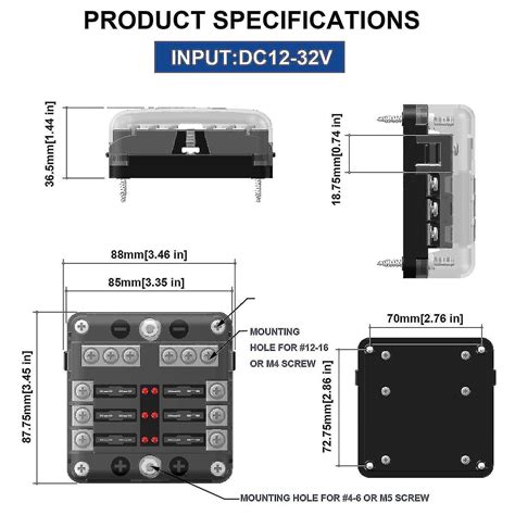 6 Way Blade Fuse Box Upgraded Blade Fuse Block 12 Volt Waterproof Fuse