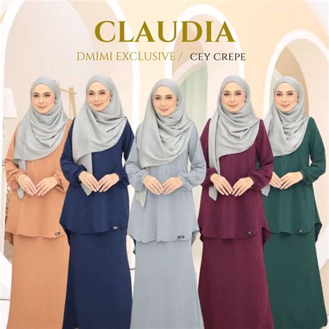 Dmimi Baju Kurung Claudia Hot Item Cey Crepe Crushed Ironless Readystock Baju Kurung Viral