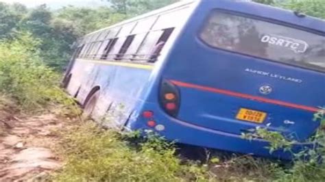 Bus Accident In Gajapati Of Odisha Narrow Escape For Passengers