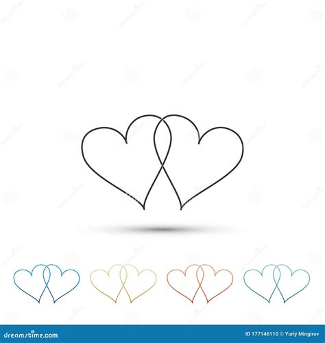 Two Linked Hearts Icon Isolated On White Background Heart Two Love