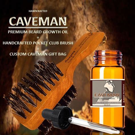 Caveman Facial Hair Growth Oil Scent Bay Rum Free Double Sided Brush