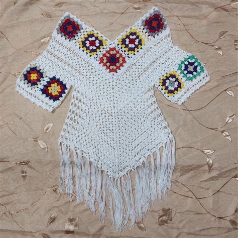 Boho Crochet Beach Dress Women Bohemian Bikini Cover Up Short Etsy