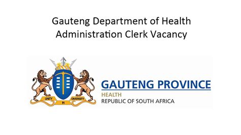 Gauteng Department of Health Administration Clerk Vacancy - Jobcare