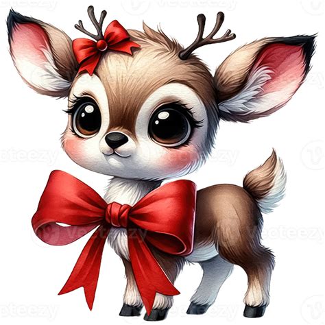 Watercolor Cute Illustration Of Christmas Reindeer Ai Generative