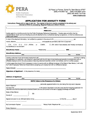 Fillable Online Nmpera Application For Annuity Form Nmperaorg Fax