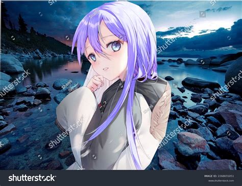 Cute Anime Girl Blue Hair Stock Illustration 2268655051 | Shutterstock