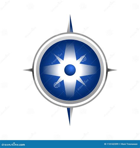 Realistic Blue Compass Symbol Design Stock Vector Illustration Of