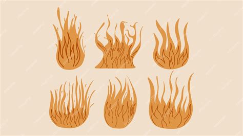 Conjunto De Elementos De Tipos De Fuego Ilustración Vectorial En Estilo