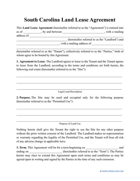 South Carolina Land Lease Agreement Template Fill Out Sign Online And Download Pdf