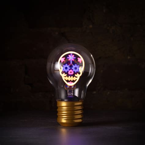 Cordless Calavera Lightbulb Day Of The Dead Rechargeable Light