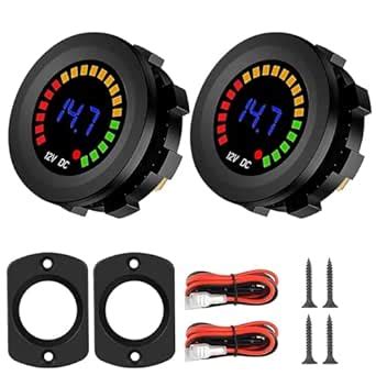 2PCS Battery Meter Waterproof DC 12V Voltmeter Waterproof LED Digital