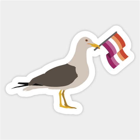 Seagull Holding Lesbian Pride Flag Seagull Sticker TeePublic