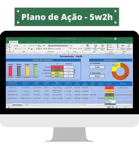 Planilha Excel Plano De Ação 5w2h C Dashboard Incrív