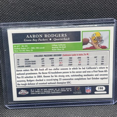 2005 Topps Chrome Football 50th Aaron Rodgers Green Bay Packers RC