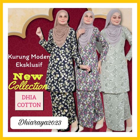 Baju Kurung Moden Eksklusif By Dhia Cotton Baju Raya Wanita Shopee