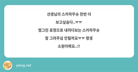 선생님의 스카라무슈 한번 더 보고싶슴다ㅠㅠ 찡그린 표정으로 내려다보는 스카라무슈 함 그려주심 Peing 質問箱