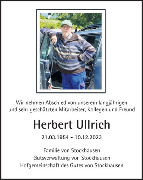 Traueranzeigen Von Herbert Ullrich Trauer In NRW De