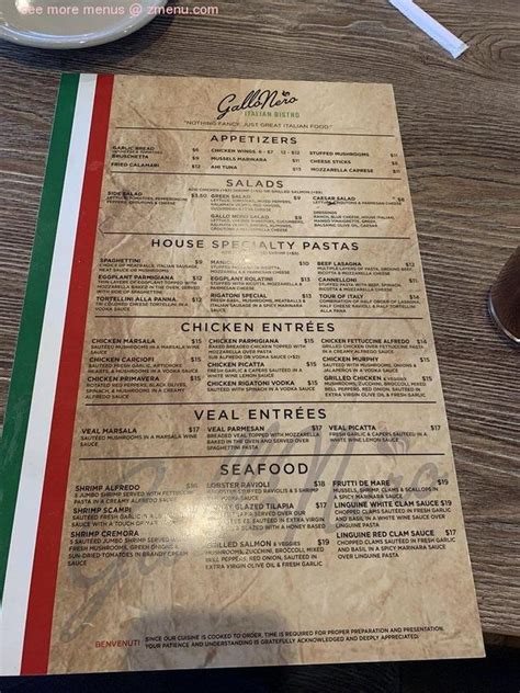 Online Menu Of Gallo Nero Italian Bistro Restaurant Frisco Texas