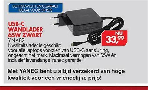 Usb C Wandlader 65w Zwart Yna82 Aanbieding Bij Vobis