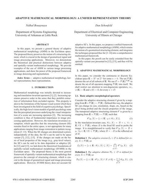 Pdf Adaptive Mathematical Morphology A Unified Representation Theory