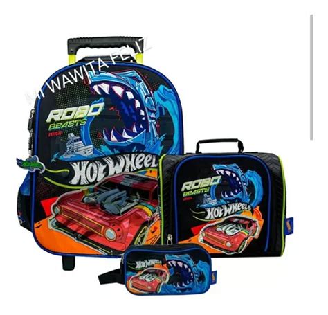 Maleta Ruedas Hot Wheels Robo Lonchera Cartuchera Oficio Envío gratis
