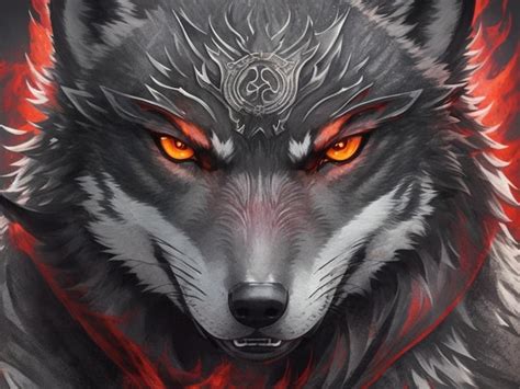 Premium AI Image | brutal evil wolf portrait glowing wolf eyes red ...