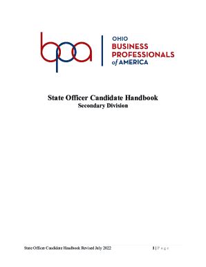 Fillable Online State Officer Candidate Handbook Secondary Division Fax