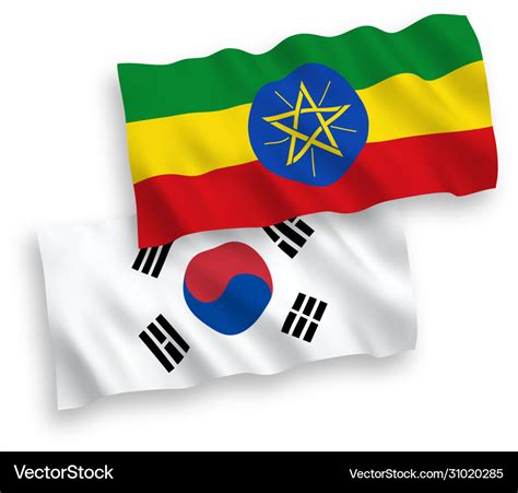 Flags South Korea And Ethiopia On A White Vector Image