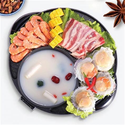 Korean In Electric Hot Pot Bbq Pan Grill Hotpots Steamboat Multifunction Frying Cooker