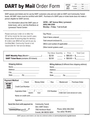 Fillable Online DART By Mail Order Form Fax Email Print PdfFiller