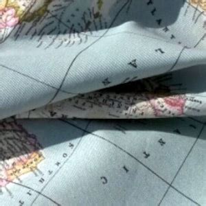 Map Fabric, World Map Fabric, Fabric Map of the World, World Fabric, Mint Blue Fabric, Fabric ...