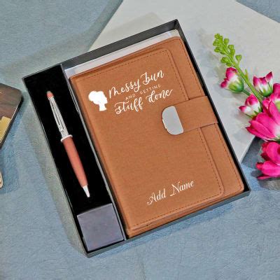 Brown Personalized Diary With Pen Gift Send Home And Living Gifts