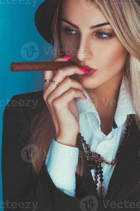 Gorgeous Adult Blonde Woman Smoking Cigar 16465668 Stock Photo At Vecteezy