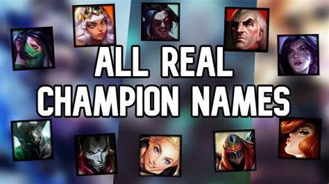 All Real Champions Names League Of Legends Youtube