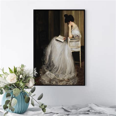 Asporic Vintage Danish Canvas Wall Art Famous Artwork Woman Reading