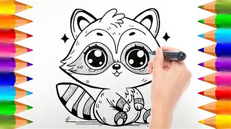 C Mo Dibujar Un Mapache Kawaii Super Tierno Dibujos Para Ni Os Youtube