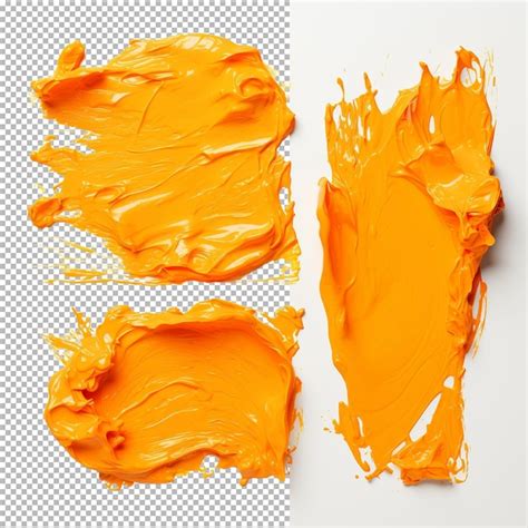 Varias Pinceladas De Pintura Al Leo Naranja En Un Fondo Transparente