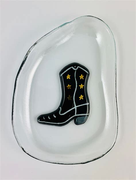 Cowboy Boot Fused Glass Tea Bag Catcher Dish Etsy