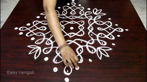 Melika Muggulu With 11 To 1 Straight Dots Easy Rangoli Designs Chukkala