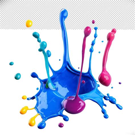 Premium PSD | Glossy liquid paint droplet splatter transparent background