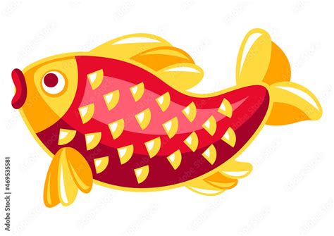 Illustration of Chinese fish. Asian tradition New Year symbol. Stock ...